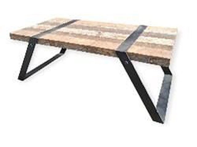 1 houten salontafel met ijzer poten - afbeelding 1 van  3