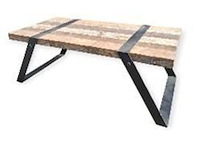 1 houten salontafel met ijzer poten - afbeelding 1 van  3