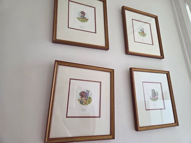 1 houten spiegel + 4 deco wandkaders - afbeelding 2 van  6