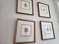 1 houten spiegel + 4 deco wandkaders - afbeelding 2 van  6