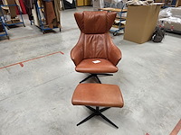 1 lederen relaxfauteuil met voetenbank en gasveer guernsey gealux - afbeelding 1 van  8