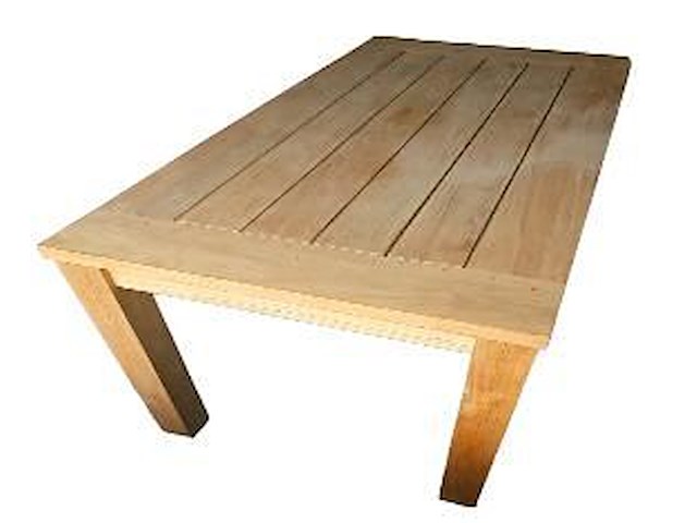 1 massief teakhouten buiten tafel met 4cm blad - afbeelding 1 van  1