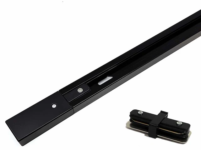 1 meter rail voor 1 fase 2 draden railsystem met doorverbinder zwart(20x) - afbeelding 1 van  4