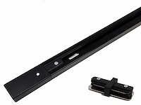 1 meter rail voor 1 fase 2 draden railsystem met doorverbinder zwart(20x)