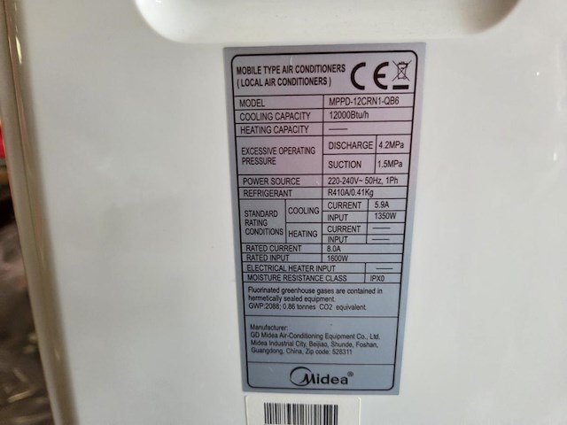 1 mobiele airco midea mppd-12crn1-qb6 - afbeelding 5 van  6