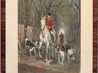 1 paar 19e-eeuwse handgekleurde jagtgravures... - afbeelding 2 van  5
