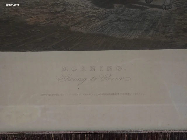 1 paar 19e-eeuwse handgekleurde jagtgravures... - afbeelding 4 van  5