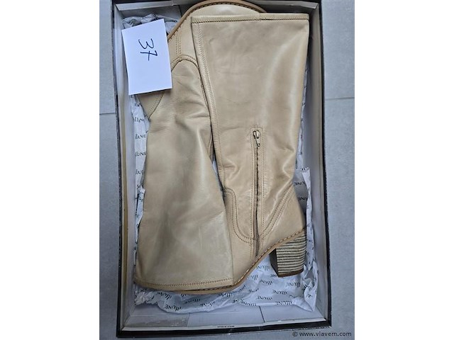 1 paar illune dames laars beige leder, maat 40 - afbeelding 2 van  2