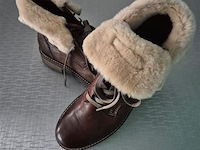 1 paar manas winterlaars met pels bruin leder, maat 39 - afbeelding 1 van  2