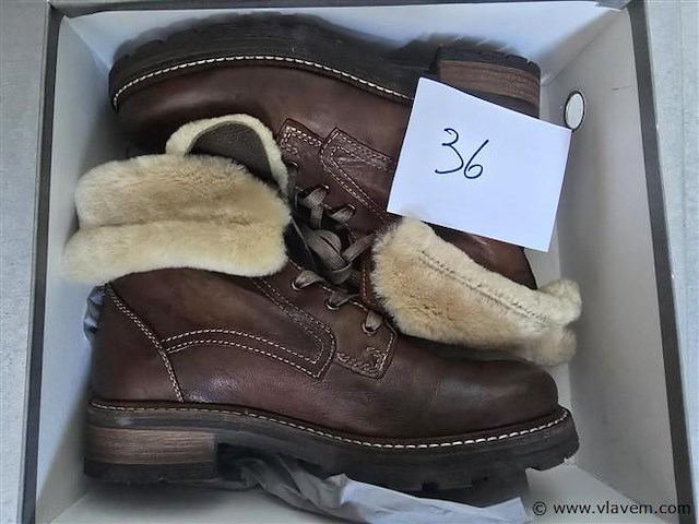 1 paar manas winterlaars met pels bruin leder, maat 39 - afbeelding 2 van  2