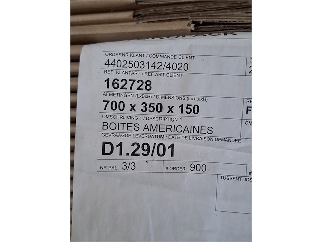 1 pallet kartonnen plooidozen 70x35x15 - afbeelding 2 van  2