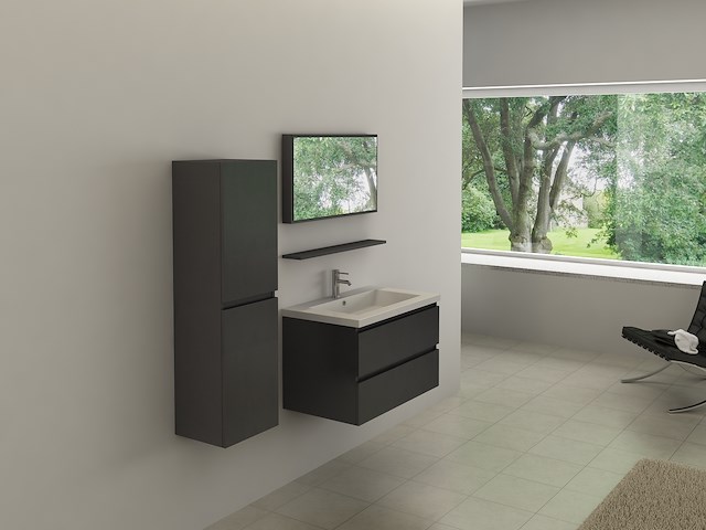 1-persoons badkamermeubel 80 cm - donkergrijs - incl. kranen - afbeelding 5 van  5