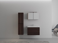 1-persoons badkamermeubel 80 cm donker hout decor - incl. kraan - afbeelding 1 van  4