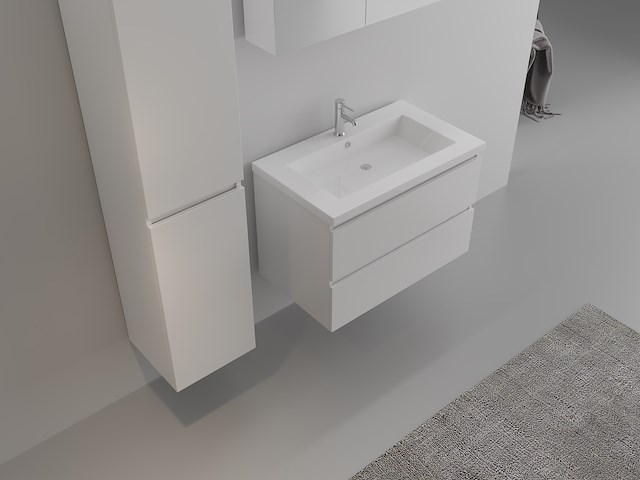 1-persoons badkamermeubel 80 cm hoogglans wit - incl. kraan - afbeelding 2 van  4