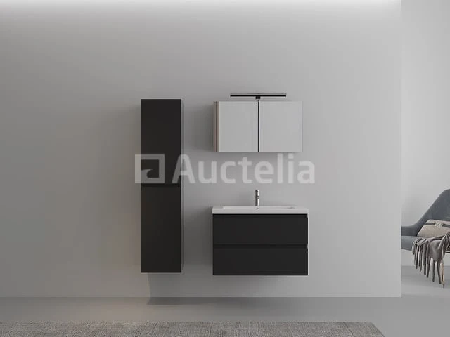 1-persoons badkamermeubel 80 cm hoogglans zwart - incl. kraan - afbeelding 3 van  4