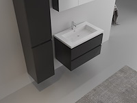 1-persoons badkamermeubel 80 cm hoogglans zwart - incl. kraan - afbeelding 2 van  4