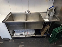 1 rvs dubbele wastafel