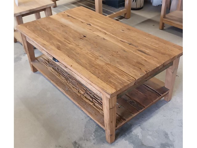 1 salontafel rechthoekig in massief recyclad teakhout - afbeelding 1 van  3