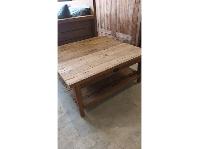 1 salontafel vierkant in massief recyclad teakhout - afbeelding 2 van  2