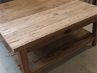 1 salontafel vierkant in massief recyclad teakhout