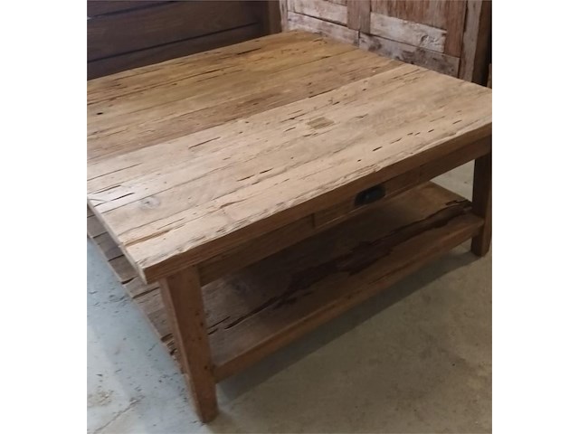1 salontafel vierkant in massief recyclad teakhout - afbeelding 1 van  2