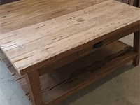 1 salontafel vierkant in massief recyclad teakhout - afbeelding 1 van  2