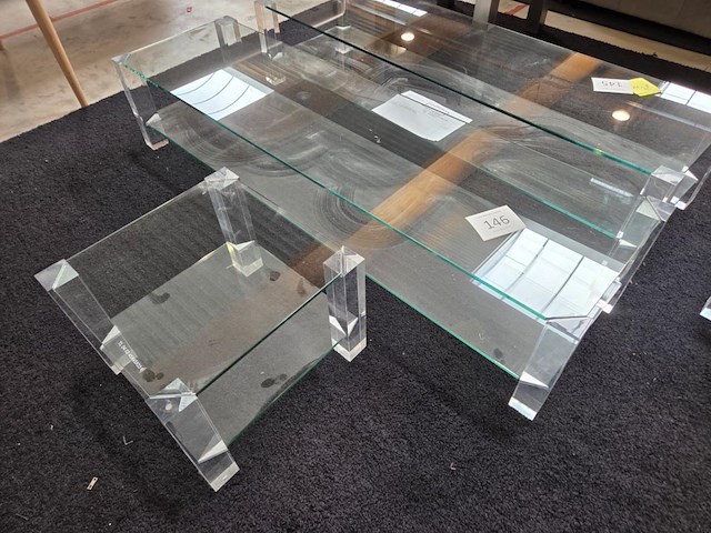 1 set glazen salontafel met bijzettafel the haque - afbeelding 1 van  6