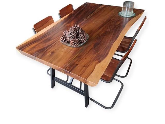 1 suar tafel met zwart ijzeren poten - afbeelding 1 van  2