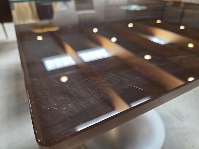 1 vintage glazen eetkamertafel - afbeelding 2 van  7