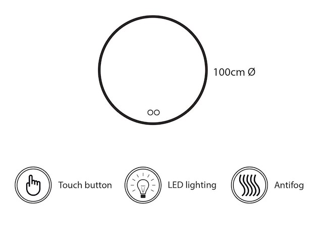 1 x 100cm rond led spiegel - afbeelding 3 van  8