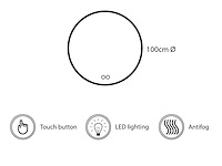 1 x 100cm rond led spiegel - afbeelding 3 van  8