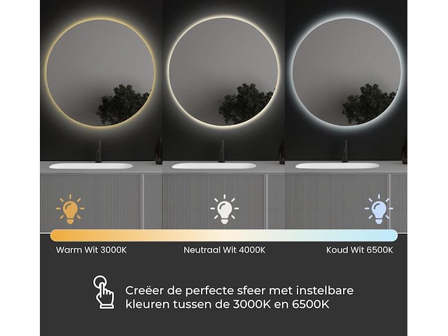 1 x 100cm rond led spiegel - afbeelding 8 van  8