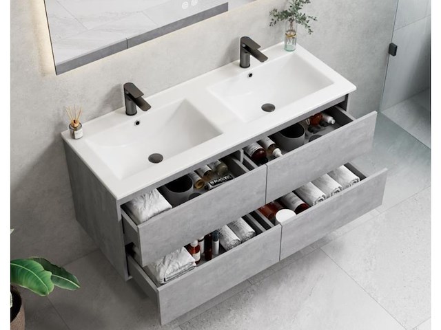 1 x 120cm badkamermeubelset - kleur: beton grijs - afbeelding 2 van  3