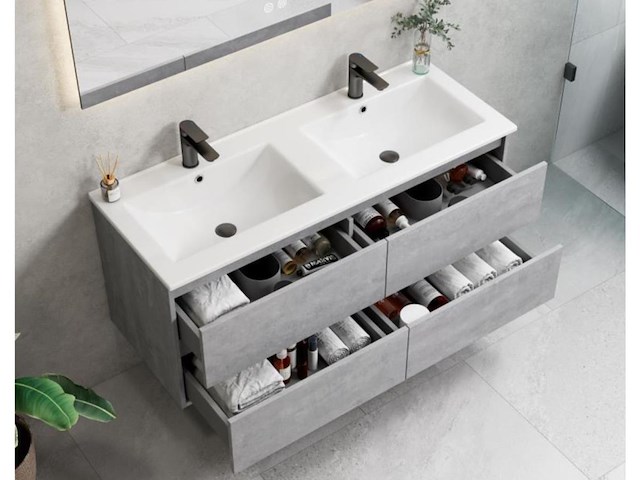 1 x 120cm badkamermeubelset - kleur: beton grijs - afbeelding 2 van  3