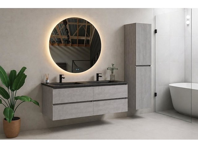 1 x 120cm badkamermeubelset - kleur: beton grijs - afbeelding 1 van  2