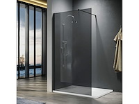 1 x 120x200 bb inloopdouche rookglas met mat zwart profiel - afbeelding 1 van  6