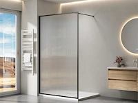 1 x 120x200 bv inloopdouche geribbeld frosted met mat zwart frame