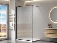 1 x 120x200 bv inloopdouche met mat zwart frame en geribbeld glas - afbeelding 1 van  2