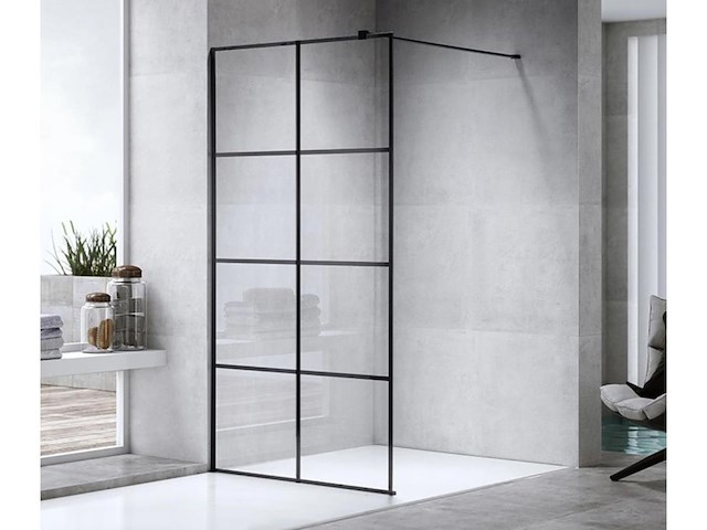 1 x 120x200 kare inloopdouche met mat zwart frame - afbeelding 1 van  7