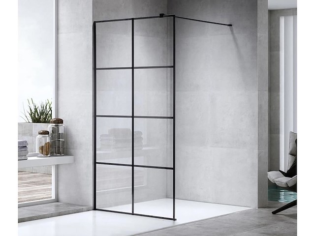 1 x 120x200 kare inloopdouche met mat zwart frame - afbeelding 1 van  7