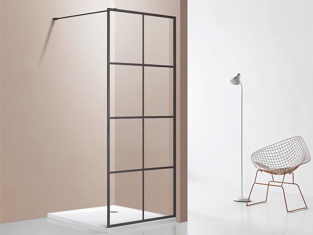 1 x 120x200 kare inloopdouche met mat zwart frame - afbeelding 2 van  7