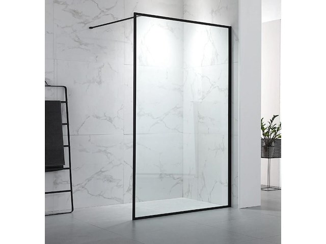 1 x 140x200 bcf inloopdouche met mat zwart frame - afbeelding 2 van  4