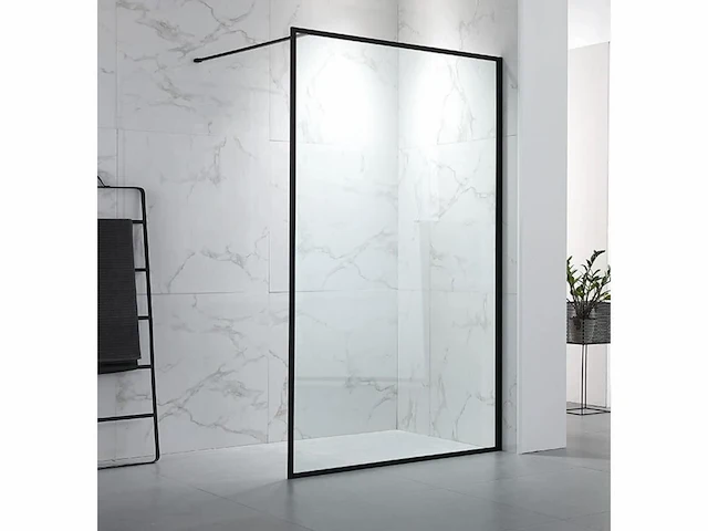 1 x 140x200 bcf inloopdouche met mat zwart frame - afbeelding 2 van  4