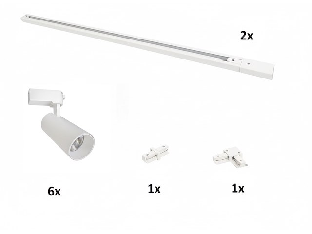 1 x 2 meter pro set railverlichting met 6 st 18w 4000k railspot - afbeelding 1 van  10