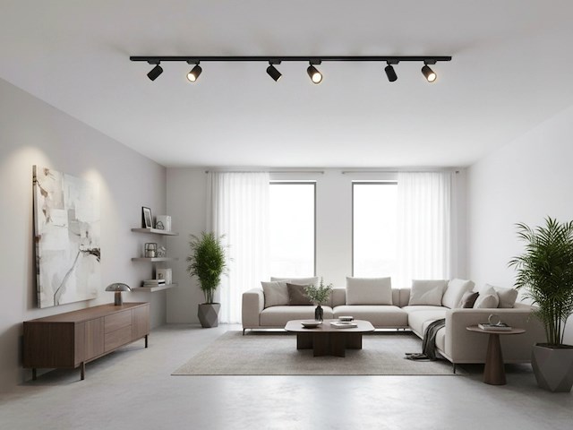 1 x 2 meter railsysteem met 6 st railspot gu10 fitting met ring - afbeelding 6 van  7