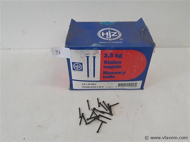 1 x 2,5 kg stalen nagels 2,0x25 mm - afbeelding 1 van  2