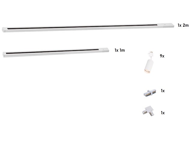 1 x 3 meter railsysteem met 9 st railspot gu10 fitting wit - afbeelding 5 van  6