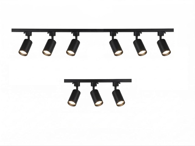 1 x 3 meter railsysteem met 9 st railspot gu10 fitting - afbeelding 1 van  7