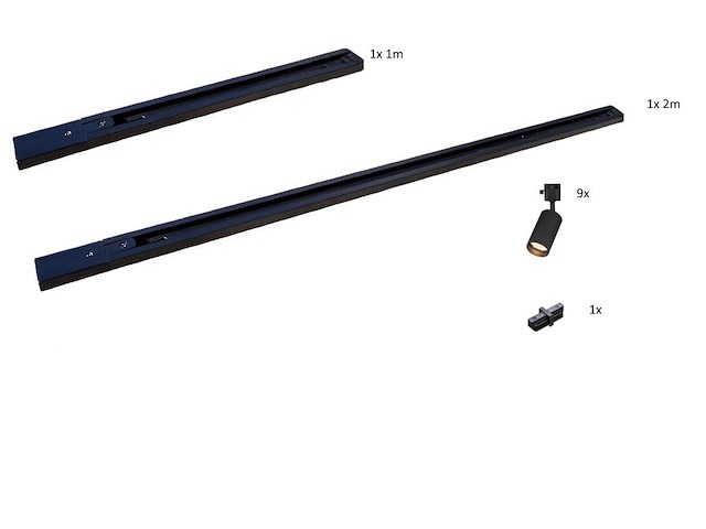 1 x 3 meter railsysteem met 9 st railspot gu10 fitting - afbeelding 4 van  7
