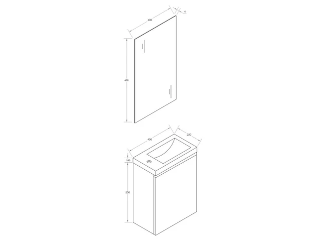 1 x 40cm toiletmeubel mat wit - como 40-03b - afbeelding 3 van  3